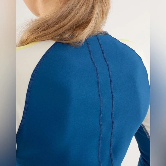 Lululemon Runder Under Long Sleeve Limitless Blue/Heathered Coal/Yellow 8 - Picture 11 of 13